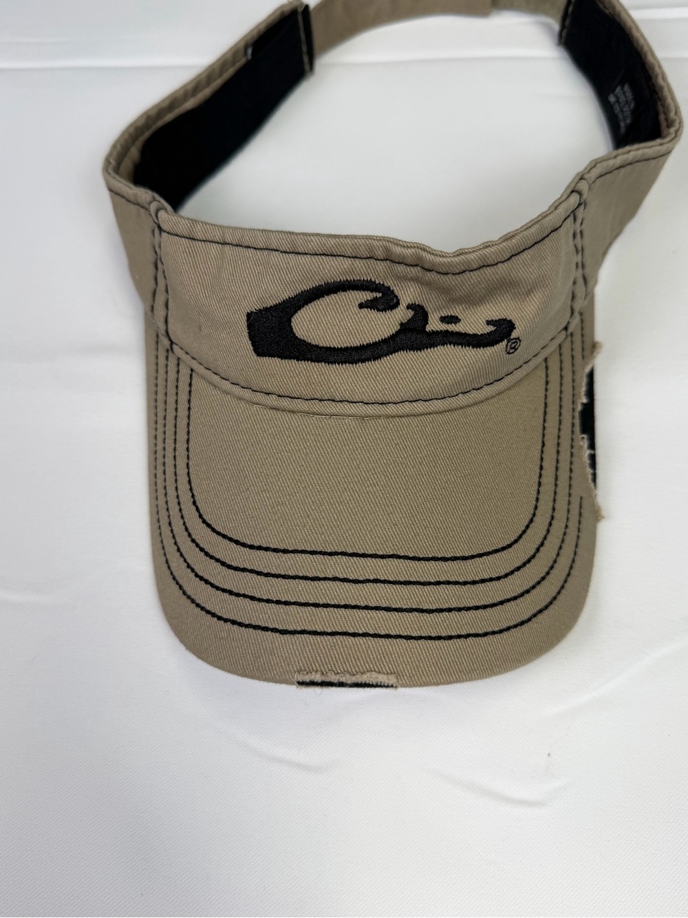 Distressed Visor with Embroidered Drake Waterfowl Game Day logo - Khaki/Black